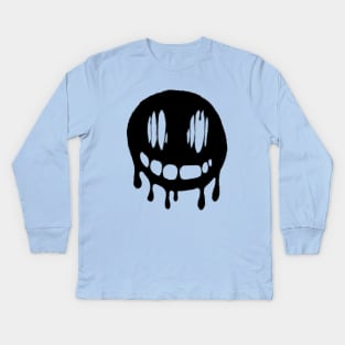 Smiley face melting (black) Kids Long Sleeve T-Shirt